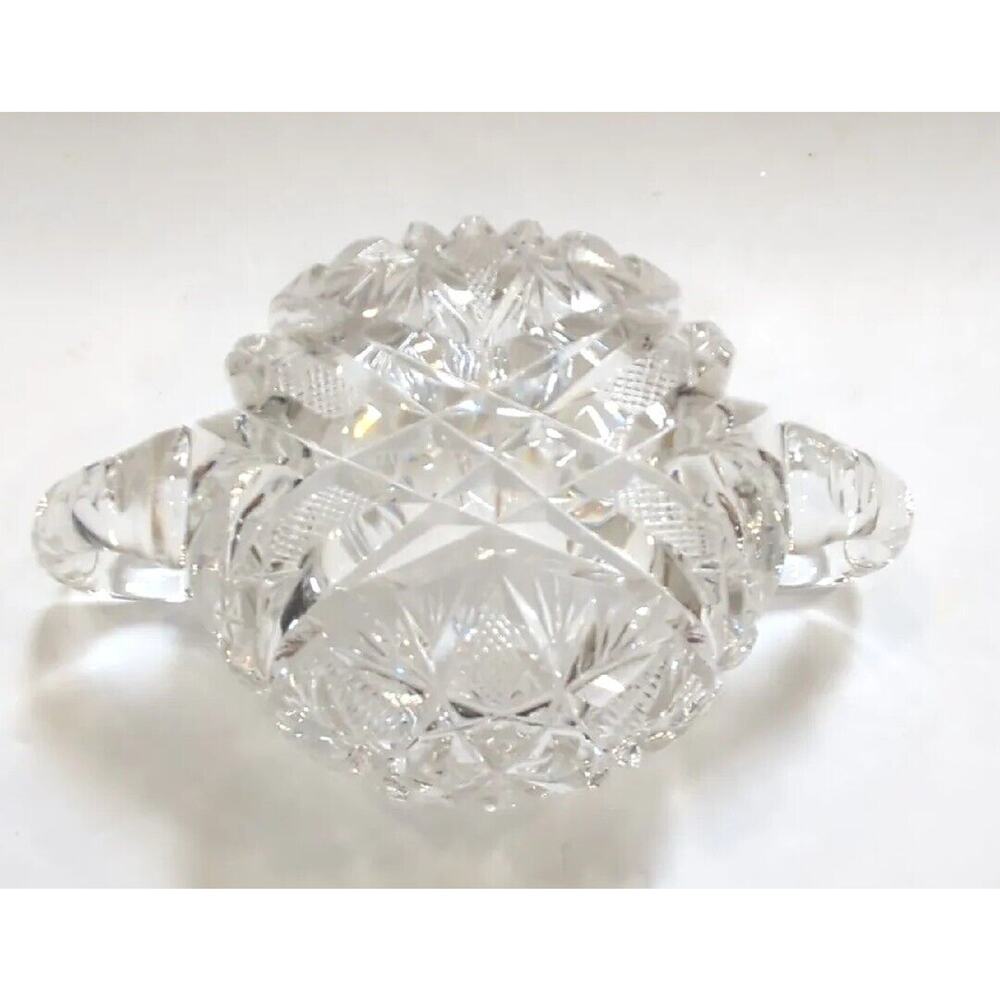 Antique APB Cut Crystal Sugar Bowl, Sawtooth Rim, Two Handles - Picture 6 of 9